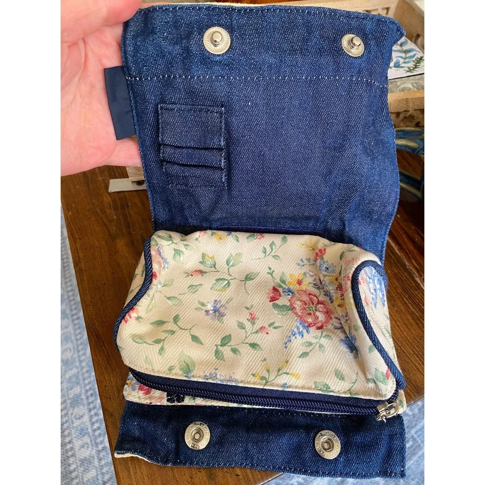 Longaberger Vintage 1990s Floral Tapestry Tri Fold Travel Organizer Cosmetic Bag
